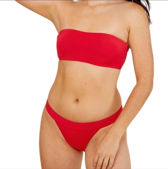 💚HP💚NWT Andie Swim The Banded Cheeky Bikini Bottom in Cherry Red 🍒 - Picture 4 of 7